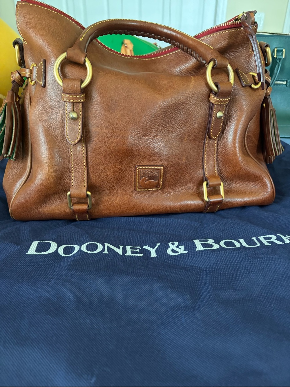 Dooney & Bourke Tan Brown Cabriolet Leather Bag with Brass Hardware